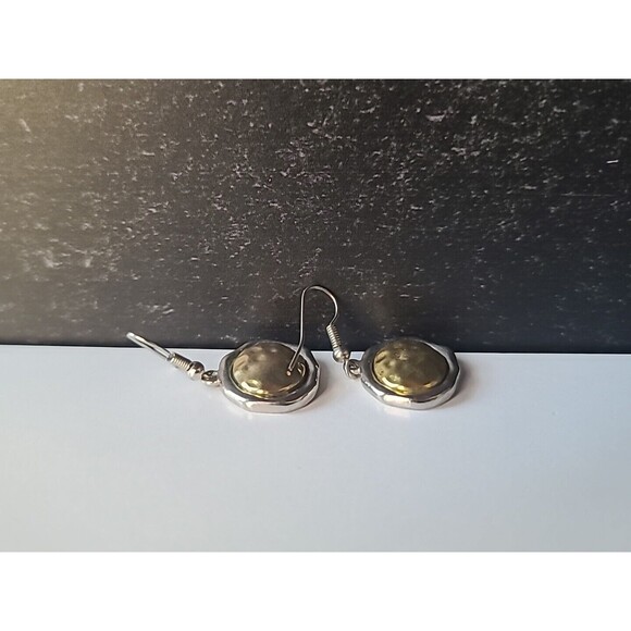 Two Toned Dangling Pierced Earrings Vintage - Picture 7 of 10